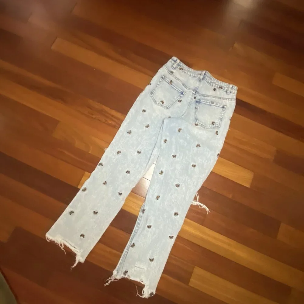 Butterfly Denim Jeans size 7 Material Girl Embroidered - Picture 5 of 7